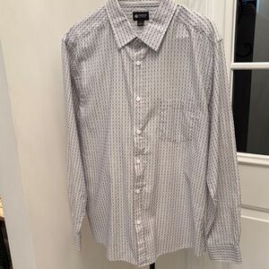 Haggar Men's Gray Patterned Button Down Shirt